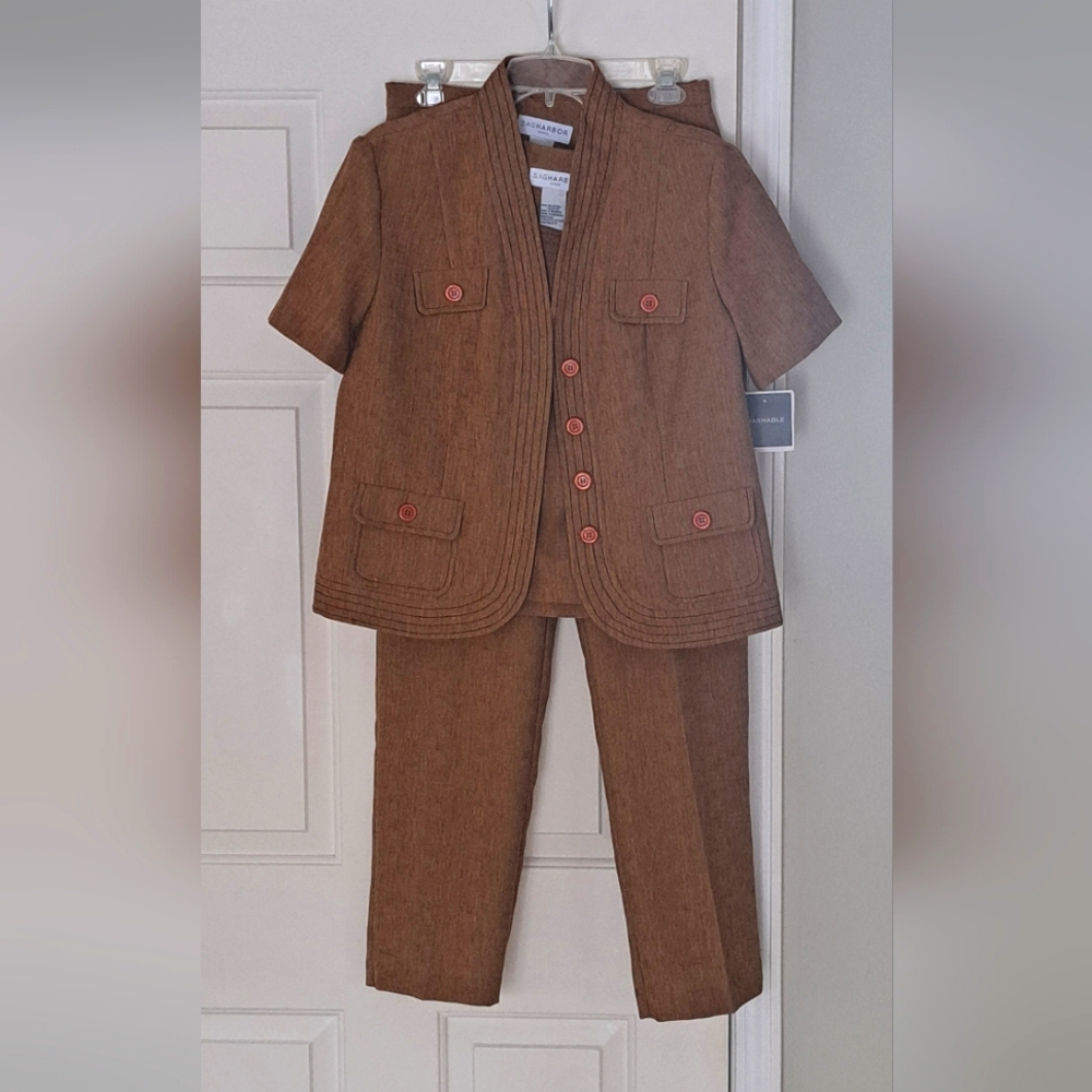 Sag Harbor NWT 3 Piece Set Pant Tank Jacket Color Spice Office Business. Size 10 - Picture 1 of 12